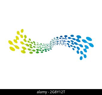 Colorful dots and pairs of connected dots arranged in the shape of a scarf waving in the wind Stock Vector