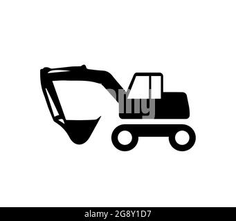 Excavator. Construction vehicle tipper truck  Transport at the construction site. Silhouette Stock Vector