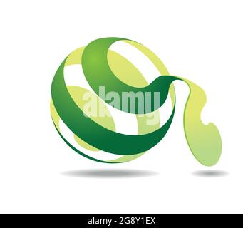Spirally arranged ribbons on a transparent ball. Peeling an apple. Peeled apple peel Stock Vector