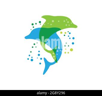 Dolphins jumping out of the water. Clean and washing and laundry Stock Vector