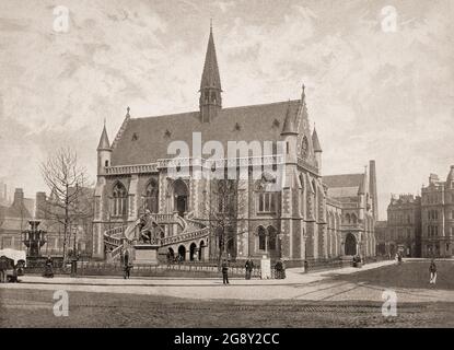 A late 19th century view of the Albert Institute, a memorial ‘dedicated to science, literature and the arts and crafts’. The architect Sir George Gilbert Scott also designed a fountain in 1869 to stand in front of the Albert Institute, but it was demolished in 1944 after damage by tree felling. The building is now the McManus, Dundee's art gallery and museum. Stock Photo