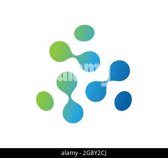 Several dots connected in pairs and separate in the shape of a triangle Stock Vector