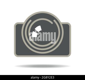 Photo camera with great lens in brown Stock Vector