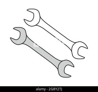 Two flat wrenches mechanic workshop. For a locksmith Stock Vector
