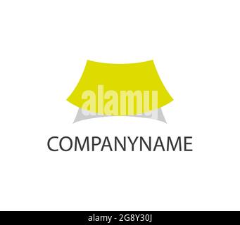 Green rectangle throwing shadow on convex surface. Ready logo Stock Vector