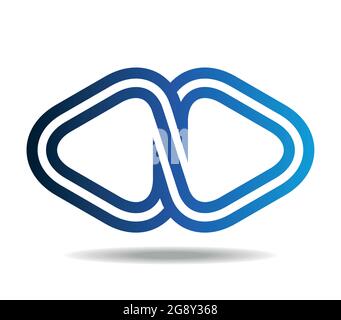Two rounded triangles made of two lines in the shape of a mobius loop. Infinity symbol Stock Vector