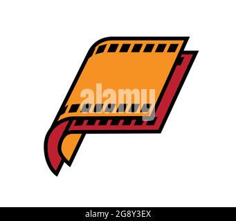 Colorful film reel. Two layers with a roll up Stock Vector