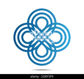 Two crossed mobius loops in shape of a flower. Infinity symbol. Road junction, traffic Stock Vector
