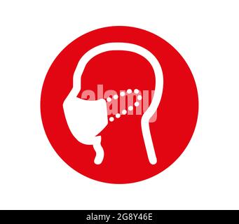 A human head wearing a medical mask on red dot background, seen in profile. Coronavirus. COVID-19 Stock Vector