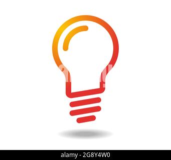 Old-style light bulb. Linear drawing in oranges Stock Vector