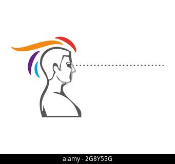 Bust of a man who watches sees and thinks. Thinking watching Stock Vector