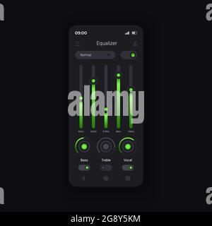 Audio equalization smartphone interface vector template Stock Vector
