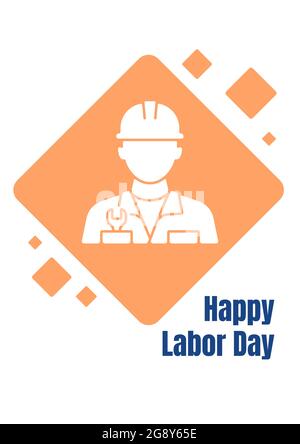 Wishing happy labor day greeting card with glyph icon element Stock Vector