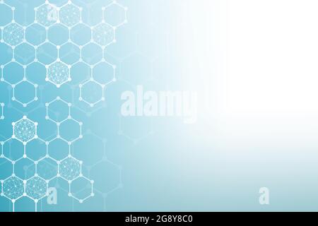 Science network pattern, connecting lines and dots. Technology hexagons structure or molecular connect elements Stock Vector