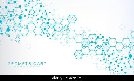 Structure molecule and communication. Dna, atom, neurons. Scientific concept for your design. Connected lines with dots. Medical, technology Stock Vector