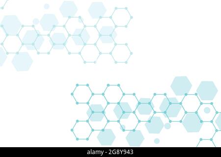 Science network pattern, connecting lines and dots. Technology hexagons structure or molecular connect elements Stock Vector