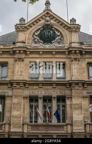 The Lycée Voltaire is a secondary school in Paris, France, established in 1890. Stock Photo