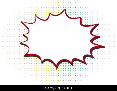 comic splash speech bubble with copy space on rainbow colored halftone grid, vector illustration Stock Vector