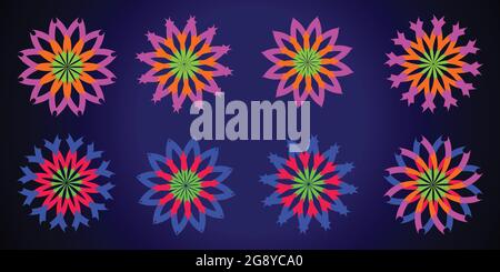 Collection of stars flower snowflakes element decoration icon decoration abstract background wallpaper pattern art graphic design vector illustration Stock Vector