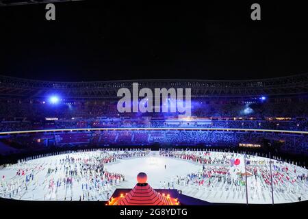 TOKYO, JAPAN - JULY 23: General interior view during the Opening Ceremony of the Tokyo 2020 Olympic Games at the Olympic Stadium on July 23, 2021 in Tokyo, Japan (Photo by Yannick Verhoeven/Orange Pictures) NOCNSF ATLETIEKUNIE Stock Photo