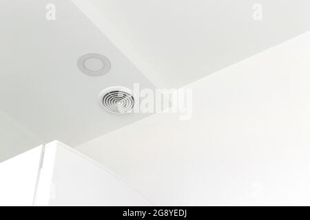 Circular air ventilation in modern home house interior on the roof, ndustrial contruction design Stock Photo