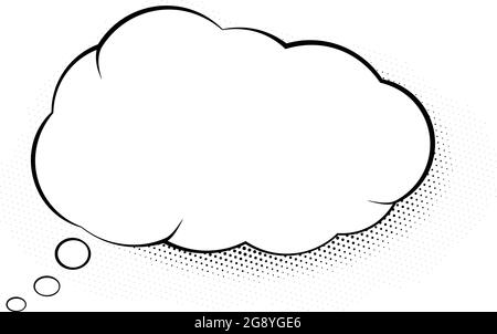 puffy comic speech bubble with copy space and halftone grid background, vector illustration Stock Vector