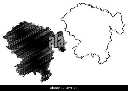 Vogelsbergkreis district (Federal Republic of Germany, rural district Giessen region, State of Hessen, Hesse, Hessia) map vector illustration, scribbl Stock Vector