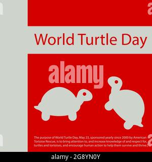 The purpose of World Turtle Day, May 23, sponsored yearly since 2000 by American Tortoise Rescue, is to bring attention to, and increase knowledge of Stock Vector