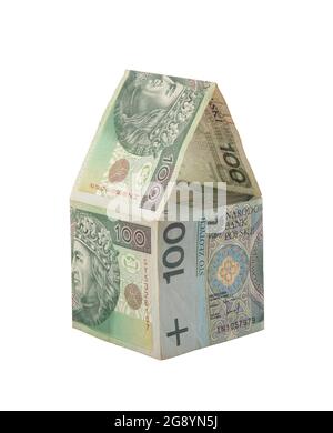 Polish money house isolated on white background with clipping path. Stock Photo