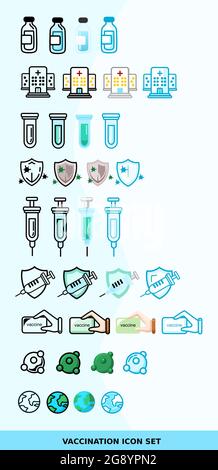 vaccine icons complete with various designs, let's together destroy the COVID-19 virus through making banners and others, EPS presents icons that are Stock Vector