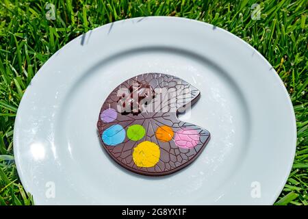 USA. 17th May, 2021. Colorful Nacional cacao chocolate bar from Kokak Chocolates in the Castro, San Francisco, California, May 17, 2021. (Photo by Smith Collection/Gado/Sipa USA) Credit: Sipa USA/Alamy Live News Stock Photo