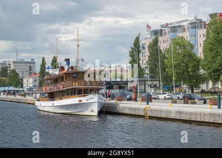 SAVONLINNA, FINLAND - JUNE 17, 2017: Retro steamer Paul Wahl at the city embankment on July afternoon Stock Photo