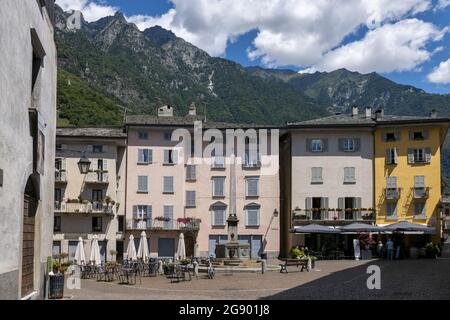 Beautiful Chiavenna cityscape in Lombardy, Italy Stock Photo