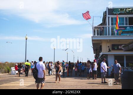 Crowds at the boardwalk in Rehoboth Beach, Deleware. Stock Photo