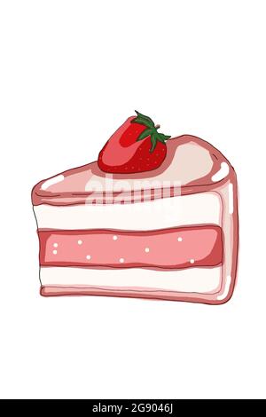 strawberry cake slice cartoon