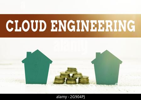Text caption presenting Cloud Engineering. Internet Concept application of engineering disciplines to cloud computing Preparing House Plans, Home Stock Photo