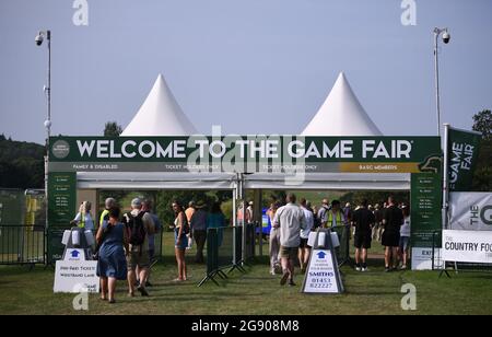 Ragley Hall, Warwick, Warwickshire, UK. 23rd July, 2021. The Game Fair Exhibition Show; The main entrance to The Game Fair Credit: Action Plus Sports/Alamy Live News Stock Photo
