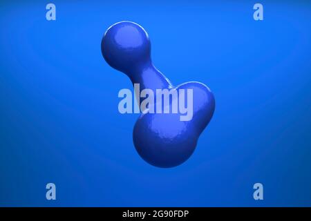 Three dimensional render of two cells dividing via mitosis process Stock Photo
