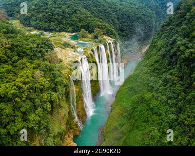 Cascada de Tamul waterfalls in forest, Huasteca Potosi, Mexico