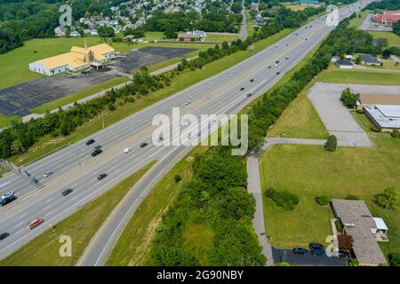 Aerial view in 70 highway road near Scioto Woods, Columbus, Ohio USA Stock Photo