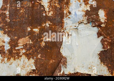 Old rusty steel sheet,Metal rust texture,abstract texture,with old paint residue,Grunge background Stock Photo