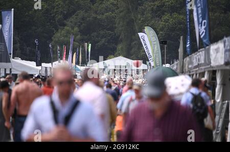 Ragley Hall, Warwick, Warwickshire, UK. 23rd July, 2021. The Game Fair Exhibition Show; the food areas, full of visitors Credit: Action Plus Sports/Alamy Live News Stock Photo