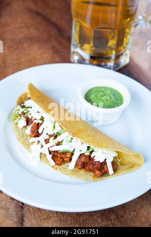 Mexican quesadillas with corn tortillas. Traditional Mexican food Stock Photo