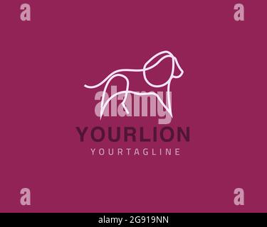 Cool one line Lion logo design and unique animal concept, can be used as a sign, app Icon or symbol, multi-layer vector and easy to modify, size and c Stock Vector