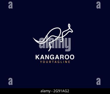Cool one line kangaroo logo design and unique animal concept, can be used as a sign, app Icon or symbol, multi-layer vector and easy to modify, size a Stock Vector
