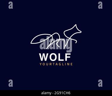 Cool one line wolf logo design and unique animal concept, can be used as a sign, app Icon or symbol, multi-layer vector and easy to modify, size and c Stock Vector