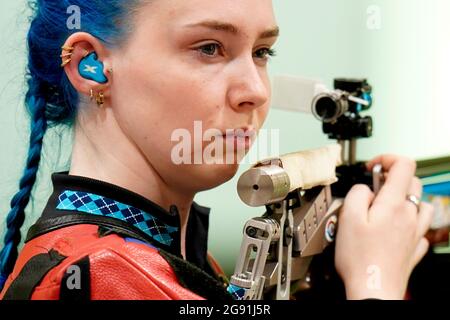 Great Britain's Seonaid McIntosh in action during the 10m Air Rifle Women's Qualification at the Asaka Shooting Range on the first day of the Tokyo 2020 Olympic Games in Japan. Picture date: Saturday July 24, 2021. Stock Photo