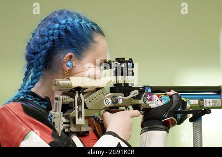 Great Britain's Seonaid McIntosh in action during the 10m Air Rifle Women's Qualification at the Asaka Shooting Range on the first day of the Tokyo 2020 Olympic Games in Japan. Picture date: Saturday July 24, 2021. Stock Photo