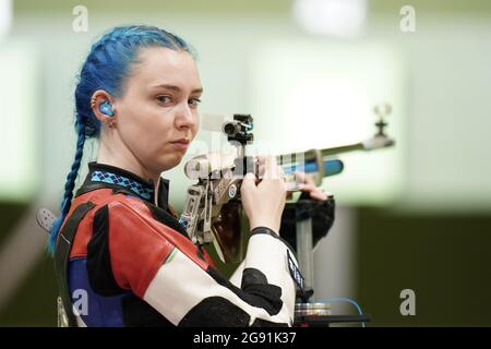 Great Britain's Seonaid McIntosh in action during the 10m Air Rifle Women's Qualification at the Asaka Shooting Range on the first day of the Tokyo 2020 Olympic Games in Japan. Picture date: Saturday July 24, 2021. Stock Photo