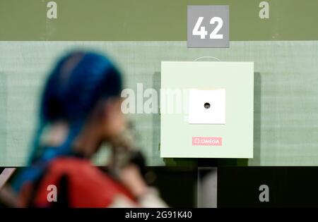 Great Britain's Seonaid McIntosh in action during the 10m Air Rifle Women's Qualification at the Asaka Shooting Range on the first day of the Tokyo 2020 Olympic Games in Japan. Picture date: Saturday July 24, 2021. Stock Photo